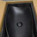 Bathroom Vessel Sink with High Arc Faucet and Pop-Up Drain Combo,21 Inch Stone Resin Sink Basin Above Counter Modern Irregular Rectangular Bathroom Sink Bowl (Black)