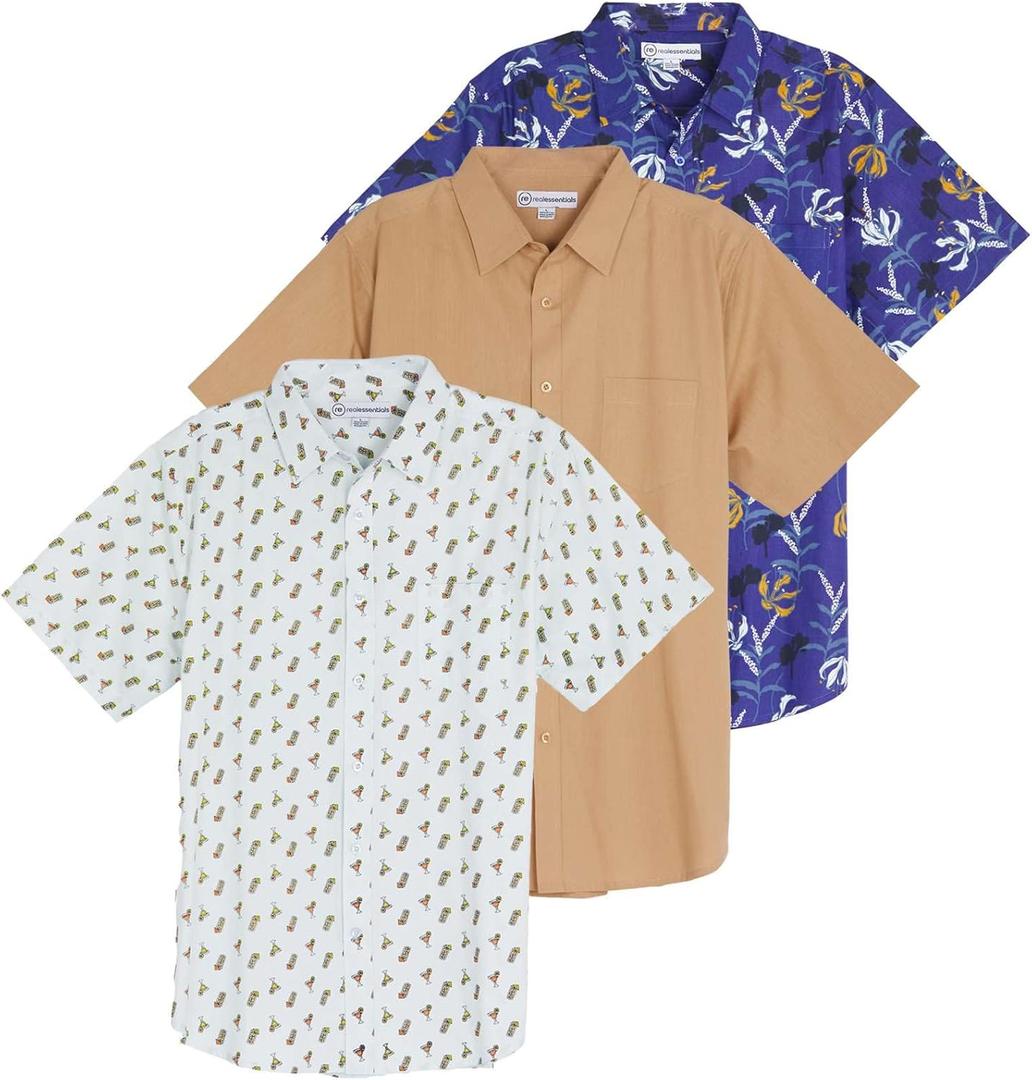 Real Essentials 3 Pack: Men's Regular-Fit Short-Sleeve Poplin Shirt (5X)