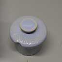 Ceramic Butter Crock with Lid, French Butter Dish with Water Line for Countertop, Butter Keeper for Spreadable Butter, Container Holder for Kitchen and Home Decor, 6.7 OZ,  Blue