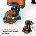 2-in-1 Folding Hand Truck Dolly 330LB Load Carrying, Hand Truck Foldable Dolly with Retractable Handle and 4 Rubber Wheels, Portable Folding Hand Cart for Moving/Travel/Office(Orange)