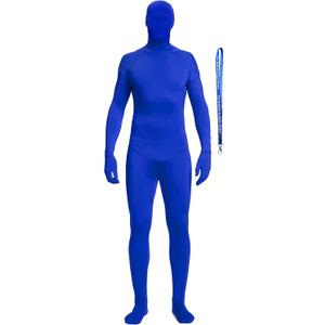 Full Bodysuit Include Zipper Helper Unisex Spandex Stretch Adult Costume Zentai Disappearing Man Body Suit (Medium, Blue)
