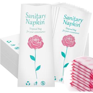 500 Pcs Floral Sanitary Napkin Disposal Bags Feminine Hygiene Leak-Proof Personal Care Biodegradable Waste Bags for Pads Tampon Liners 9 x 3.9 Inches
