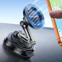 SYNCWIRE for MagSafe Car Mount, [3-Axis Adjustable] Vacuum Magnetic Phone Holder, Replaceable Suction Cup (Dashboard/Windshield), 360 Rotation, Foldable, for iPhone 17-12 Pro/Max/Plus, Carbon-Fiber