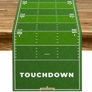 Pudodo Football Field Table Runner Touchdown Game Day Tablecloth Football Theme Birthday Party Kitchen Dining Home Decoration (13" x 72")