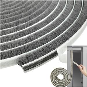 Self-Adhesive Pile Weather Stripping Seal for Sliding Windows and Door Frames, 16.5ft x 11/32 inch, Grey (Gray)