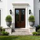 Der Rose 23" Artificial Cedar Topiary Ball Trees with Ground Spike Set of 2 Outdoor Artificial Plants UV Resistant Artificial Shrubs Fake Bushes for Front Porch Garden Decor