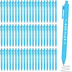 ADXCO 60 Pieces Baby Shower Pens It's a Boy 1.0 mm Ballpoint Pen with Black Ink Retractable Writing Pens for Guests Friends Baby Shower Gender Reveal Party Favors Office School Student Writing, Blue