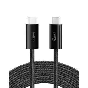 Belkin USB C to USB C Cable, 9.9ft, 240W - Type C Charger, iPhone Charger Cord, Soft, Braided, Flexible for iPhone 17, Galaxy S25, Pixel 10, MacBook, Chromebook, iPad Pro, Switch Steam Deck  Black