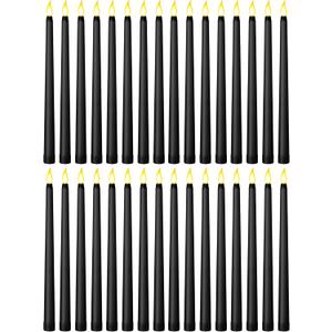 24 Pcs Flameless Taper, LED Faux Wax Candle Lights LED Candles Battery Operated Candles Flickering Taper for Birthday Christmas Wedding Party (Black, Basic)
