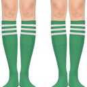 Century Star 2-Pack Long Knee High Socks for Women-Mixed Striped Tube Socks Causal Stockings