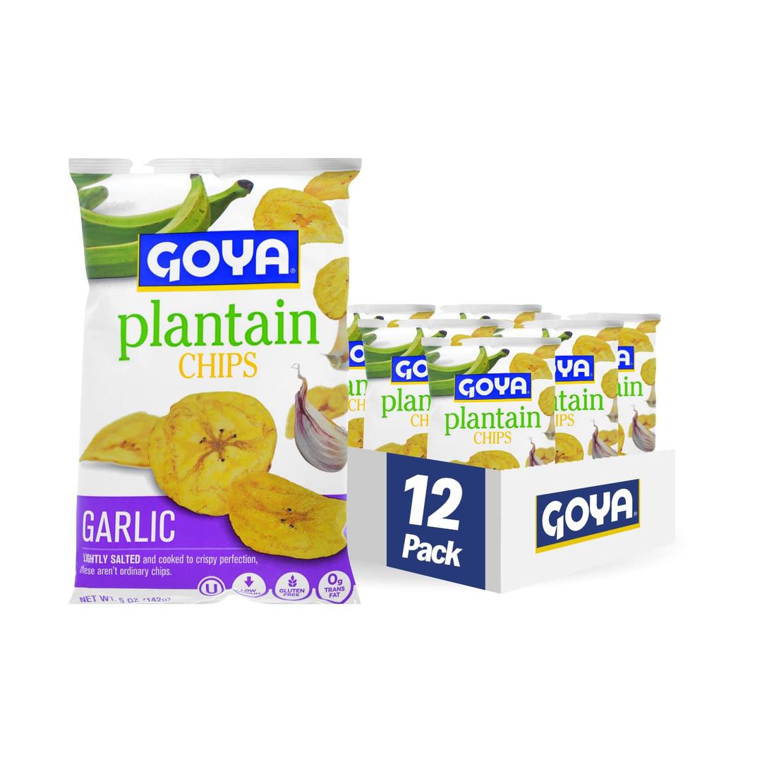 Goya Foods Plantain Chips, Garlic, 5 Ounce (Pack of 12), Best By: 02/01/2026