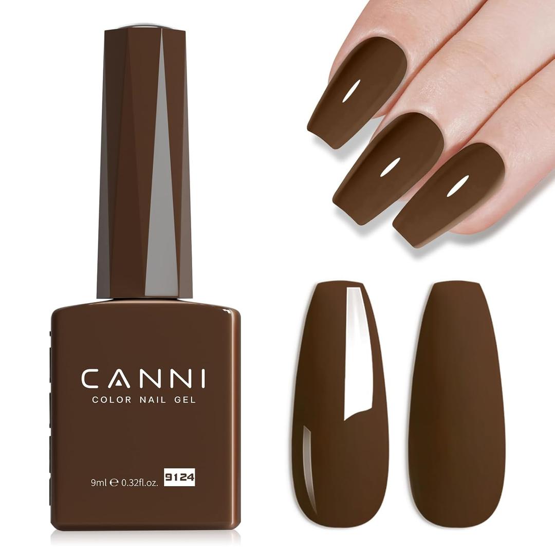 CANNI Dark Brown Gel Polish, 1Pcs Brown Nail Polish Gel High Gloss Soak Off UV French Manicure Salon DIY