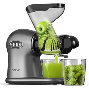 SiFENE Cold Press Juicer, Quiet, Easy to Clean, Non-BPA Slow Masticating Juicer Machine with Anti-Clog Function, 3" Wide Dual Chute for Whole Fruits and Vegetables, High Juice Yield SiFENE Cold Press Juicer, Quiet, Easy to Clean, Non-BPA Slow Masticating Juicer Machine with Anti-Clog Function, 3" Wide Dual Chute for Whole Fruits and Vegetables, High Juice Yield