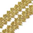 FINGERINSPIRE 20 Yards Metallic Braid Trim Gold Flower Shape Lace Ribbon 1" Embellishment Lace Trim for Christmas Holiday Decoration Wedding DIY Clothes Accessories Jewelry Crafts Sewing