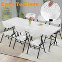 6ft Folding Table, Portable Heavy Duty Plastic Fold-in-Half Utility Table for Indoor/Outdoor Use, Dining, Camping, Picnic, Party, White, 27.56" x 70.87" x 29.13"
