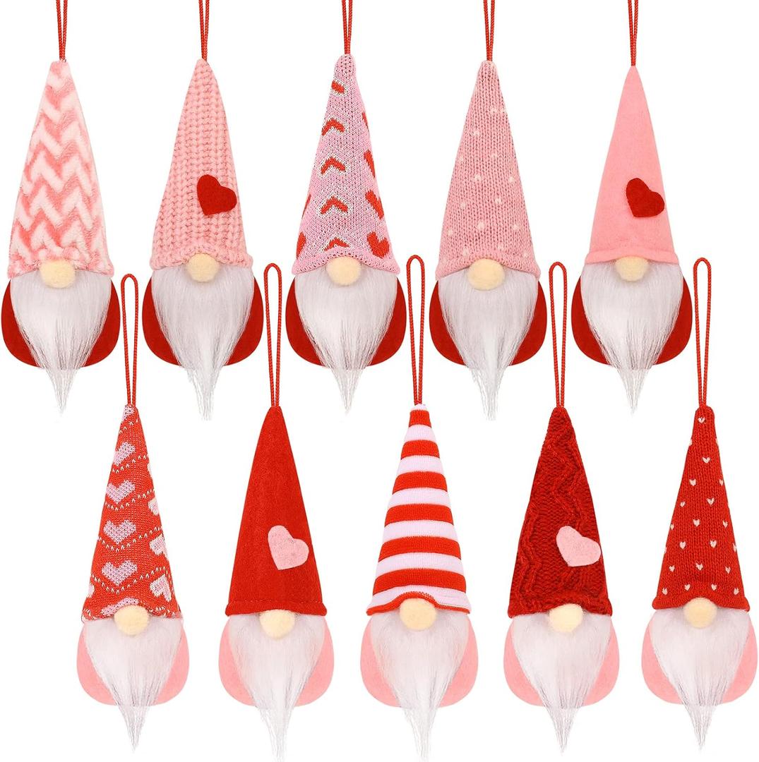 CRCZK Valentine Decor: 10 Pcs Gnomes, Valentine Tree Hanging Ornaments