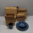 Elama Deepsea Mozaic 16 Piece Round Stoneware Dinnerware Set in Sea Blue