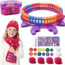 Loom Knitting Kit for Beginners - DIY Hat & Scarf Craft Toy with Buttons - Fun Crochet Toy for Kids Ages 7 8-12 - Perfect Birthday and Christmas Gift for Girls
