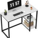 SINPAID Computer Desk 40 inches with 2-Tier Shelves Sturdy Home Office Desk with Large Storage Space Modern Gaming Desk Study Writing Laptop Table, Black Marbling (White Marble, 40 inch)