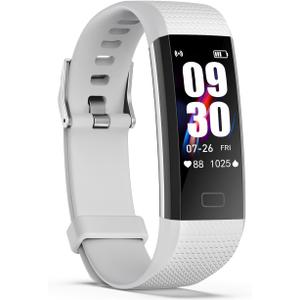 ENGERWALL Fitness Tracker with Step Counter/Calories/Stopwatch, Activity Tracker with Heart Rate Monitor, IP68, Health Tracker with Sleep Tracker, Smartwatch, Pedometer Watch for Women Men Kids (Grey)