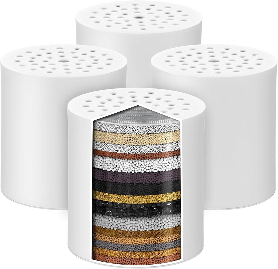 4 Pack 20 Stage Shower Filter Replacement Cartridge High Output Universal Shower Head Filter Refill for Hard Water Reduces Chlorine Compatible with Any Similar Design by Cenipar