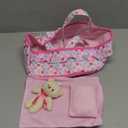 Young Buds Baby Doll Cradle Bassinet Portable Doll Carrier Carry Bag,Doll Accessories Playset,with Soft Pillow Quilt Blanket Bear