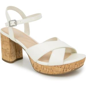 Kenneth Cole REACTION Women's Reeva Platform Heeled Sandal (6.5, Ecru)