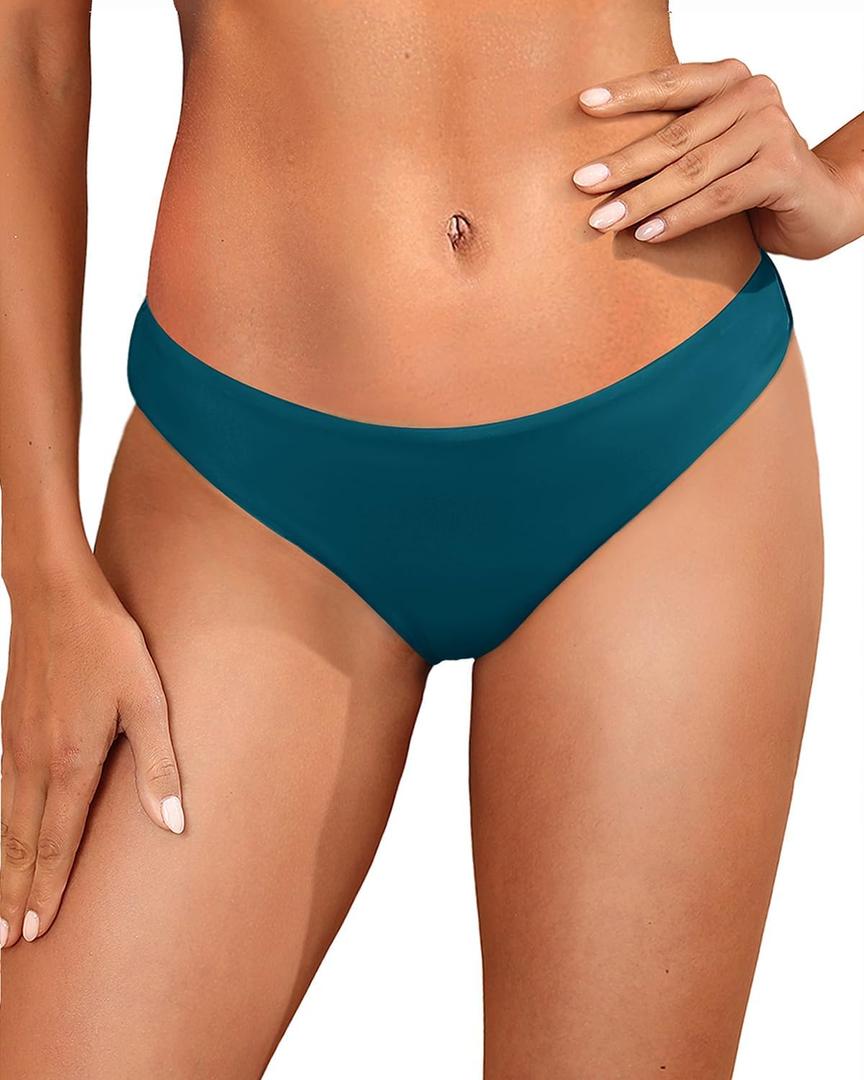 Women Low Rise Bikini Bottoms - Teal Moderate Coverage Bathing Suit Bottoms Low Waisted Swimsuit Bottoms Brief Swimwear 2025, XL