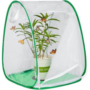 Outdoor Pop-up Large Insect and Butterfly Net HabitatWindproof Trapezoidal DesignCollapsible Caterpillar Growing Mesh Cage Terrarium