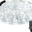 Lighting EVER 33ft 240 LED Outdoor Rope Lights Cool White 6000K, 24 V Connectable, Waterproof Clear Tube String Lights for Deck Railing, Patio Ground, Garden, Yard Lawn, Flower Bed Landscape, Camping