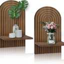 LIYAOLI Boho Shelves Bohemian Decorative, Vintage Wall Shelf Boho Chic Wall Decor for Living Room 2 Pieces 15 x 8.6 Inch Wooden Vintage Shelf Decor Hanging Shelves for Wall Mounted Candle Holder