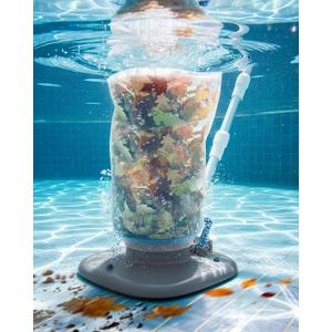 Rechargeable Pool Leaf Vacuum with Telescopic Pole, 83GPM Powerful Suction Cordless Pool Skimmer for Inground & Above Ground Pools with 6.6Gal Leaf Catcher Bag for Heavy Debris Areas (Gray)