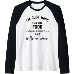 I'm Just Here for the Food Commercials and Halftime Show Raglan Baseball Tee, Small 