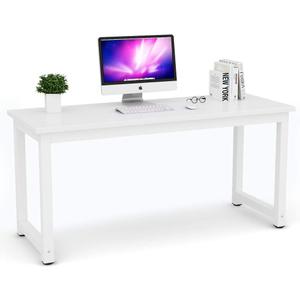 Tribesigns Computer Desk, 63 inch Large Office Desk Computer Table Study Writing Desk for Home Office, White