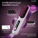 flown® Original Go Brush PRO [Five Minutes Hair Styling Routine] - No Damage Heat Brush with USB-C Charger - Electric Travel Pocket Brush for All Hair Types - White (Formerly Numoya)