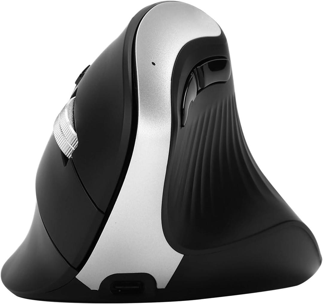 B310 Wireless Ergonomic Mouse, Rechargeable Vertical Mouse with 2.4G USB Receiver & Dual Bluetooth, Adjustable RGB Lighting Modes, Multi-Device Compatible for PC/Laptop/iPad/MacBook (Black)