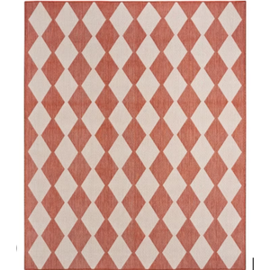Nourison Positano 8' x 10' Terracotta Diamond Modern Flatweave Indoor/Outdoor Rug