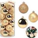 Napzy 24 Count Shatterproof Christmas Ball Ornaments Set, 2.36 Inch Golden Christmas Tree Decorations for Xmas Holiday Party Decor, Wreath and Garland Hanging Balls