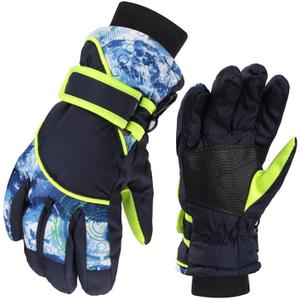 FGSS Winter-Warm Ski-Gloves for Kids - Boys Girls Windproof Snowboard Gloves Anti-Slip Cycling Mittens Cold Weather 4-7 Y