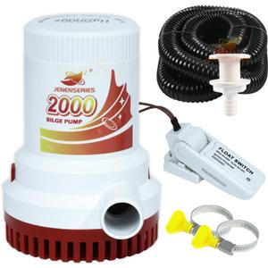 Submersible Boat 2000GPH Bilge Water Pump 12v DC water pump with float switch suitable for ferry, yacht, marine and garden drainage system (2000GPH)