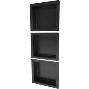 Tile Redi USA RNT1614S-14-14 Niche Triple Recessed Shower Shelf, Three Shelves, 42" H X 16" W, Black