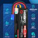 HOOVO 4S 14.8V 80C 6200mAh RC Lipo Battery Hard Case with EC5 Connector for FPV UAV Drone RC Quadcopter Helicopter Airplane Racing (1 Pack)
