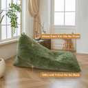 XeGe Fluffy Kids Stuffed Animal Storage Bean Bag Cover (No Filler), Moss Fuzzy Faux Fur Beanbag Organizer with Handle Teens Girls Adults, Shaggy Furry Plush Toys Holder Floor Lounger Chair, Sage Green