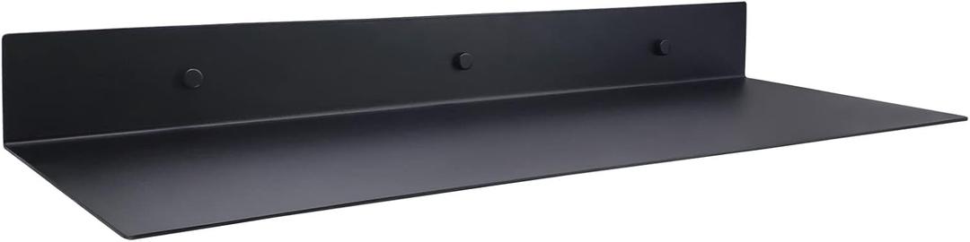EADOT Matte Black Metal Floating Shelf (24 inch x 8 inch) Stainless Steel Heavy Duty Floating Shelves, Linear Metal Shelf, Display Ledge Wall Mounted Shelve Fits 16" Studs
