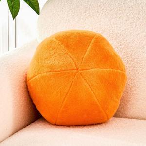 Uvvyui Orange Ball Pillow, 8" Cute Mini Round Throw Pillow Faux Rabbit Fur Room Decorative Throw Pillow, Ball Shaped Pillow Plush Cushion for Couch, Sofa, Bedroom