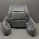 Reading Pillows for Sitting in Bed Adult, Back Pillow for Bed Sitting Up, Backrest Pillows with Shredded Foam for Adult&Teens, Support Pillow with Arms for Beds, Couch, Floor, 18in, Grey