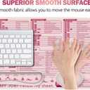 ARTSO Excel Shortcut Keys Mouse Pad Set, Extended Large XL Cheat Sheet Gaming Mousepad with Wrist Rest Support, Non-Slip Stitched Edge Keyboard Mat, Pink