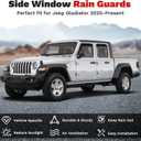 Canvcle Window Visors Rain Guards for 2020-2025 2026 Jeep Gladiator Accessories, Outside-Mount Tape-On Side Window Wind Deflectors Vent Visors Shades Rainproof 4PCS
