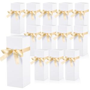 Qilery 12 Sets Gift Boxes with Ribbon for Sublimation Glass Tumbler Gift Boxes for 12oz, 20oz, 30oz Shipping Cup Exhibition Packaging(White)