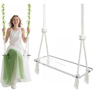 Transparent Acrylic Swing Adjustable Rope Tree Swing Set for Kids & Adults 550 lbs Load Capacity Non-Slip Thickening Playground Swing Set Accessories Ideal for Indoor & Outdoor